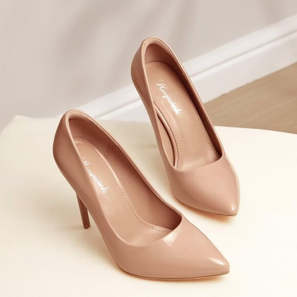 4 Inch Gold Womens Pumps High Heels Stiletto Pointed Closed Toe Bridal Shoes - Picture 9 of 9